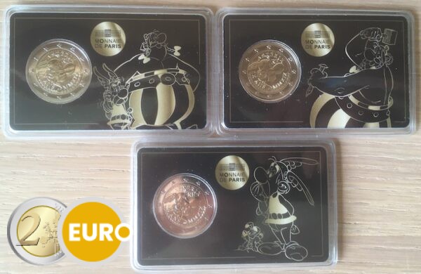3 x 2 euros Francia 2019 - 60 años Asterix BU FDC Coincard paquete