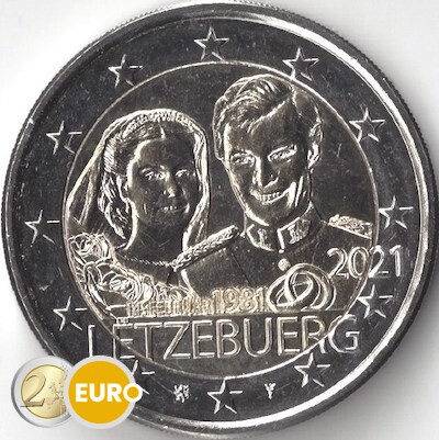 2 euros Luxembourg 2021 - 40 ans mariage Henri UNC
