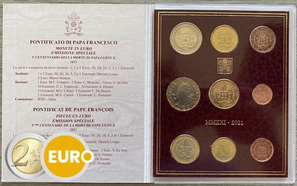 Euro set BU FDC Vaticaan 2021 + 5 euro Leo X