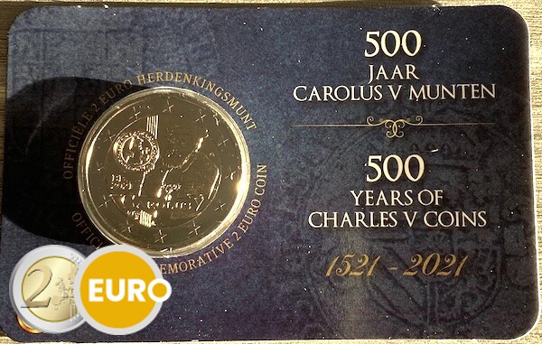 2 euro Belgium 2021 - 500 years Carolus guilder BU FDC Coincard NL