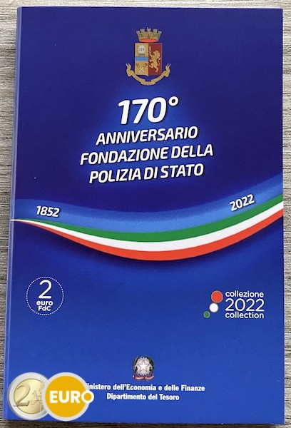 2 euros Italie 2022 - 170 ans de police d'État BU FDC Coincard