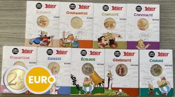 9 x 10 Euro Frankreich 2022 - Asterix UNC Silber - Band 2