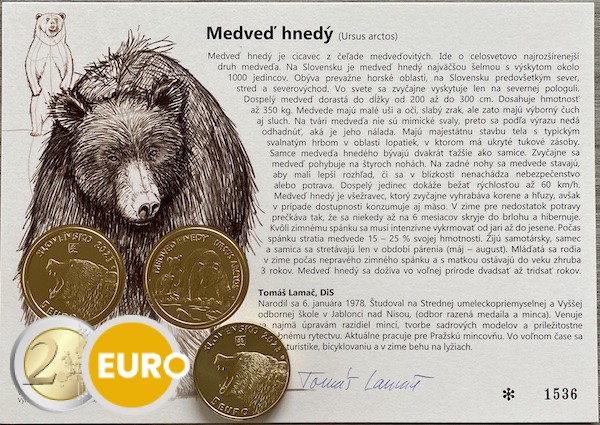 5 Euro Slowakei 2023 - Braunbär UNZ mit Echtheitszertifikat