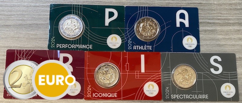 5 x 2 euros France 2024 - Hercule lutte - Notre Dame BU FDC Coincard
