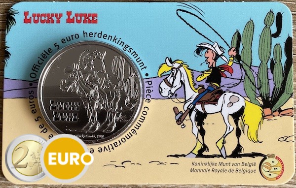 5 euros Belgique 2024 - Lucky Luke BU FDC Coincard en relief