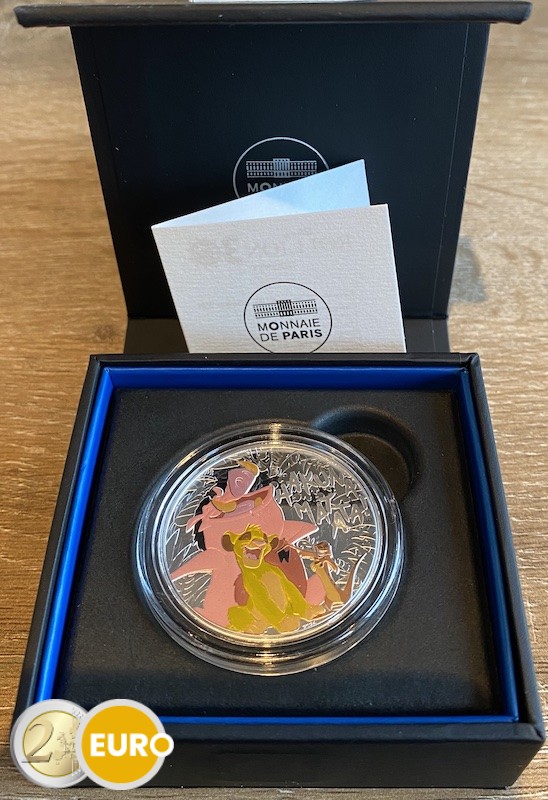 10 euros Francia 2024 - 30 años rey león BE Proof plata coloreado