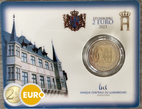 2 euros Luxemburgo 2023 - 175 años de la Cámara de Diputados BU FDC Coincard Marca Monetaria KNM - con error