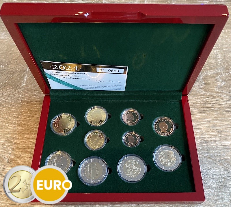 Série euro BE Proof Luxembourg 2024 + 2 x 2 euros Feierstëppler Guillaume II poinçon KNM