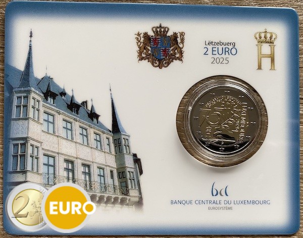 2 euro Luxembourg 2025 - 75 years Schuman Declaration BU FDC Coincard KNM Mintmark