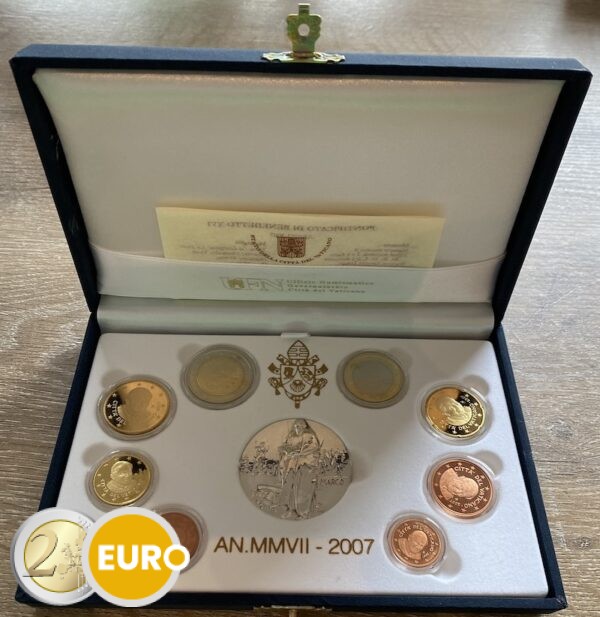Euro set BE Proof Vaticaan 2007 + medaille Marcus zilver