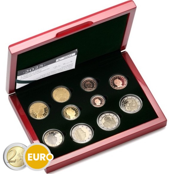 Série euro BE Proof Luxembourg 2025 + 2 x 2 euros Schuman accession au trône Henri poinçon D