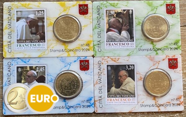 50 cents et timbre coincard Vatican 2024 - nr 48 + 49 + 50 + 51