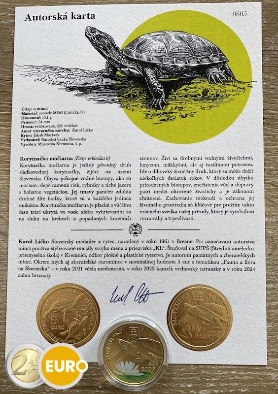 5 euros Eslovaquia 2026 - Tortuga de estanque europea UNC con certificado de autenticidad