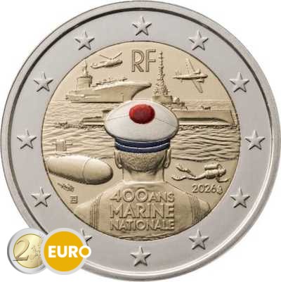 2 euros France 2026 - Marine nationale BE Proof colorisé