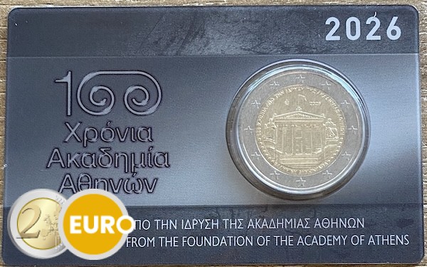 2 euros Grèce 2026 - Académie d’Athènes BU FDC Coincard