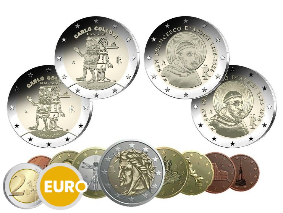 Série euro BE Proof Italie 2026 + 4 x 2 euros BE Proof Polissage Inversé
