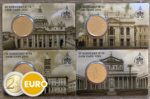 0,50 euro Vatican 2025 coincard nr 16 + 17 + 18 + 19 Basiliques papales romaines