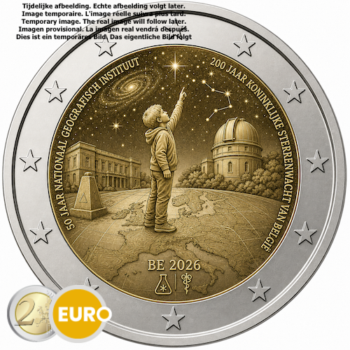 2 euros Belgique 2026 - Institut géographique national et Observatoire royal BU FDC Coincard FR
