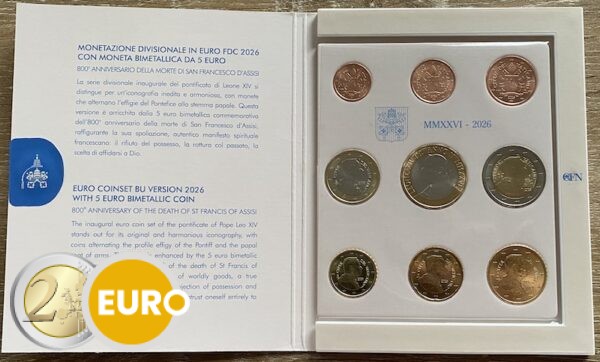 Série euro BU FDC Vatican 2026 + 5 euros François d’Assise