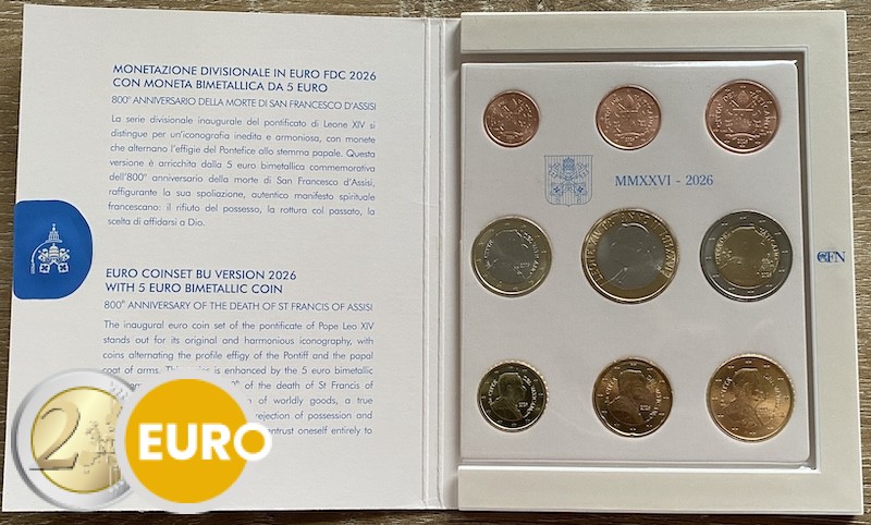 Série euro BU FDC Vatican 2026 + 5 euros François d’Assise